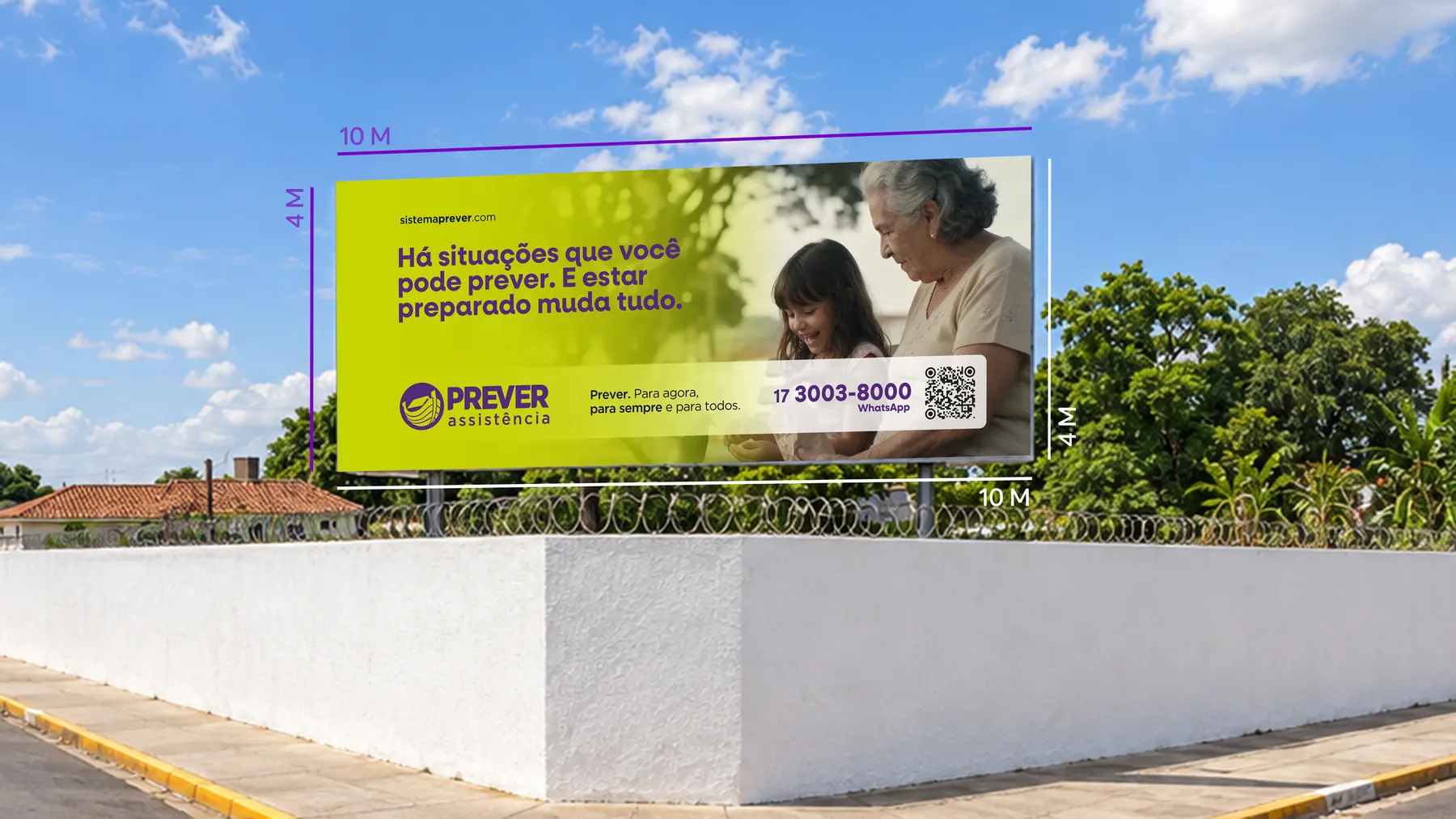 Simulação do outdoor de 10 × 4 m para Vargem Grande do Sul.