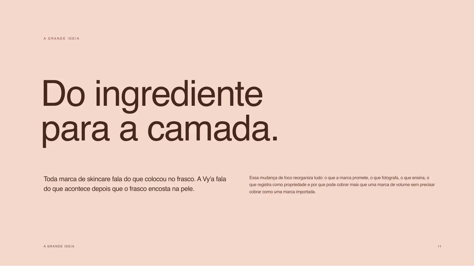 A grande ideia que muda o eixo da marca: do ingrediente para a camada.