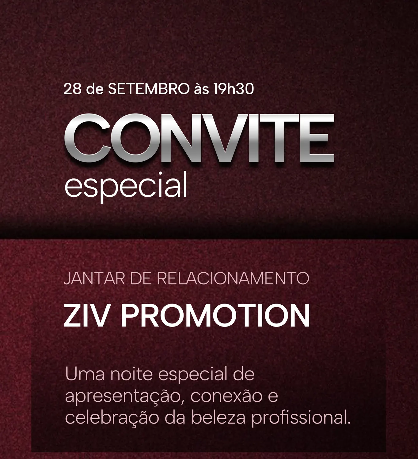 Convite do jantar de relacionamento ZIV Promotion.